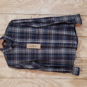 Tailor Vintage Men's Plaid Cotton Blend Flannel Long Sleeve Button Down Shirt S